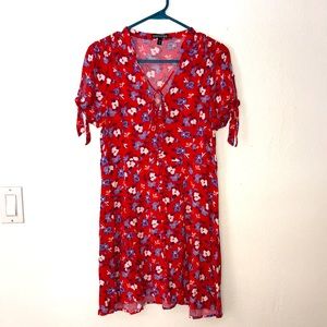 Express Floral Fit & Flare Dress